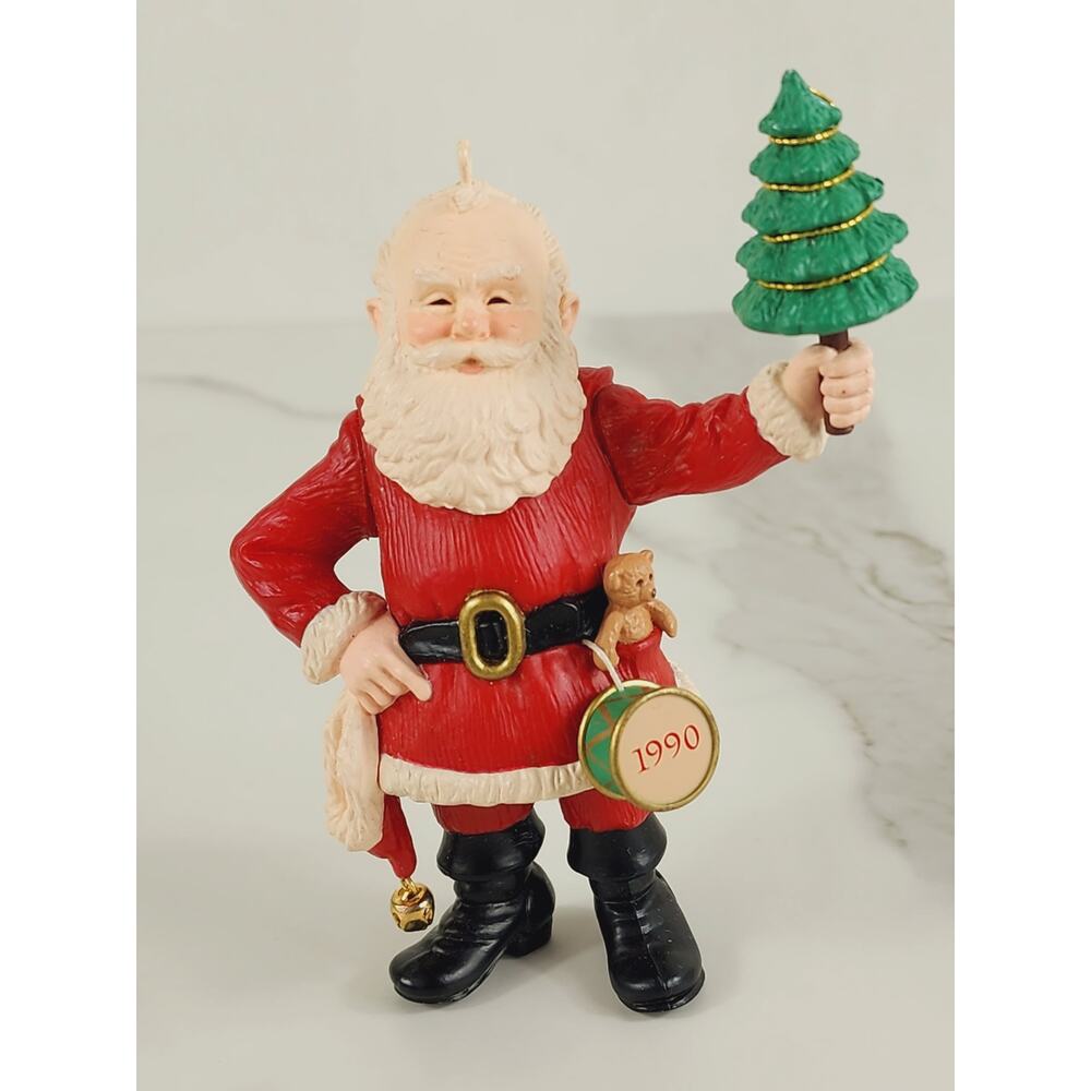 Hallmark Merry Olde Santa Ornament 4 1/2" Handcrafted Year 1990 Teddy Bear Vtg